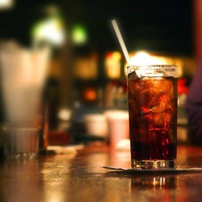 Glass of soda with ice.