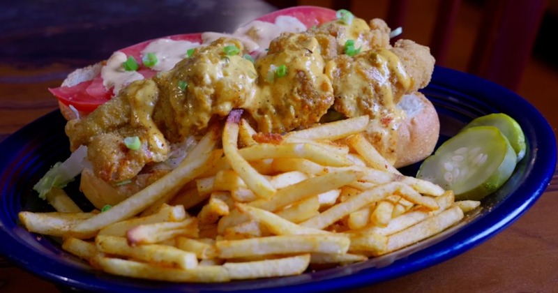 Shrimp Po'boy with french fries