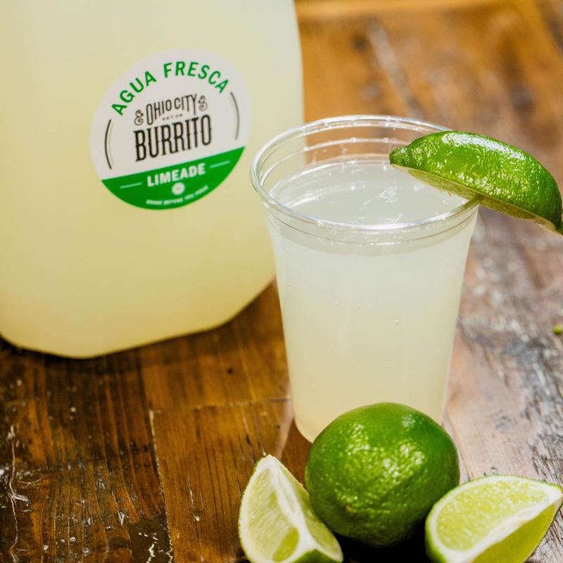 Horchata, Agua Fresca or our Fresh-Squeezed Limeade.  Each gallon serves 8 people. photo