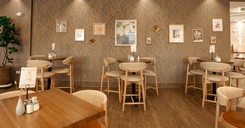 Interior, tall tables and bar stools