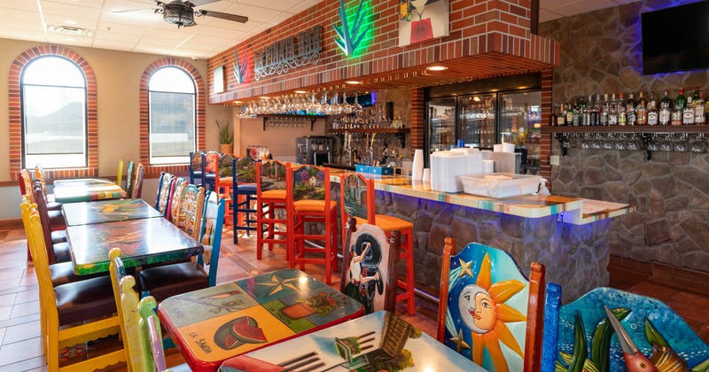 Interior, tables ready for guests