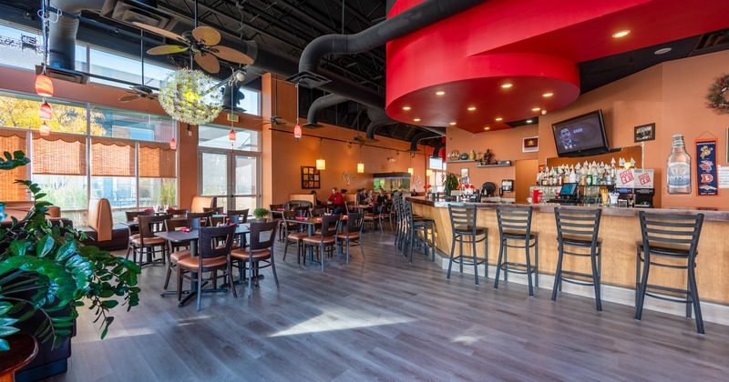Interior, wide view to bar and diner area