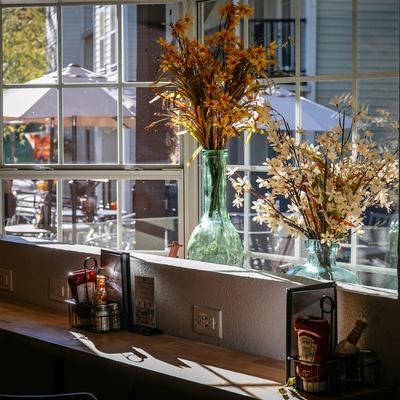 The interior, a view through the windows.