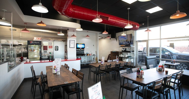 Dining area, tables ready for guests