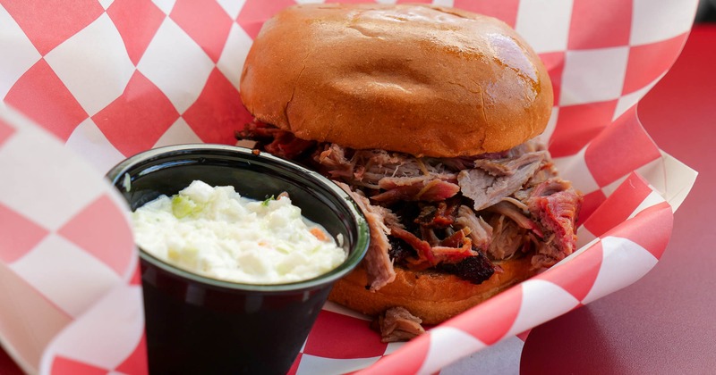 Smoked pulled pork sandwich