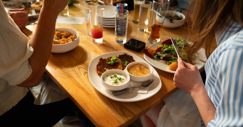 Potato pancakes served with chive sour cream and house applesauce