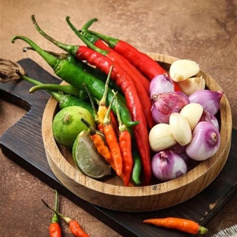 Red Onions & Green Chilis photo