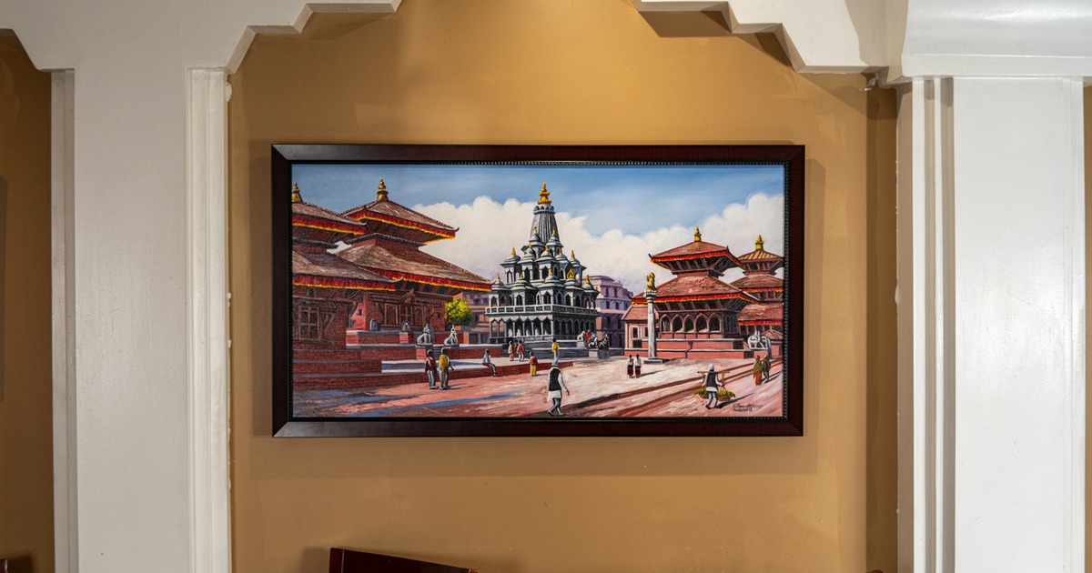 Painting on the wall of dining room