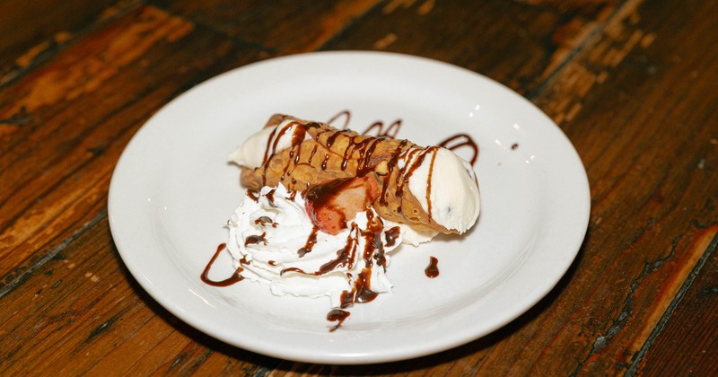 Plated cannoli dessert
