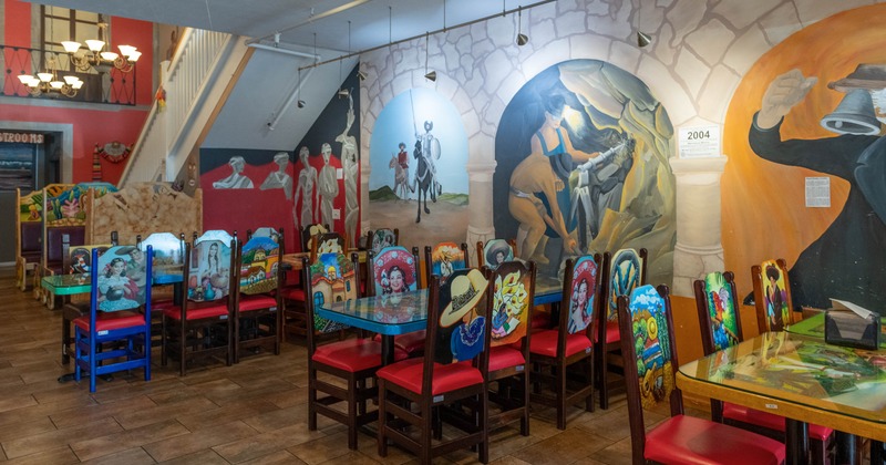 Interior, tables and chairs ready for guests