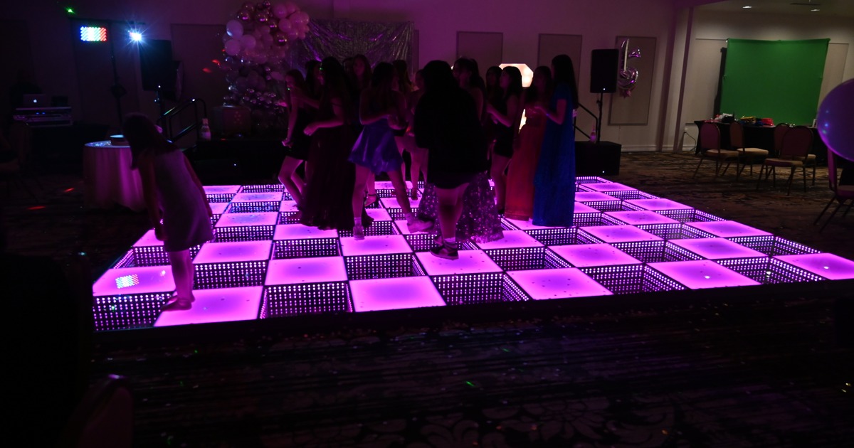 An event featuring an LED dance floor