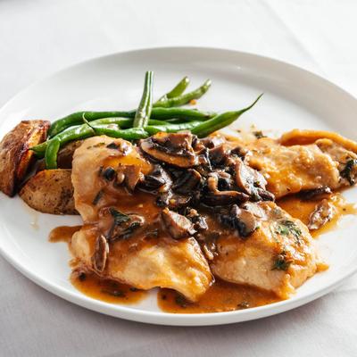 Chicken breast, sauteed with mushrooms in a Marsala wine sauce.