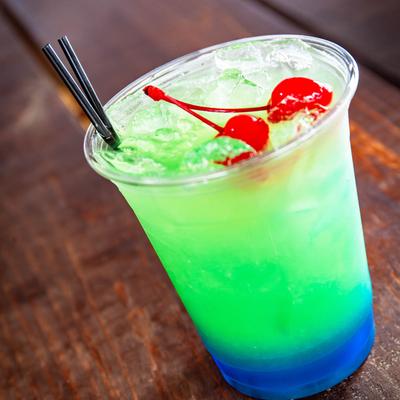 Blue and green cocktail.