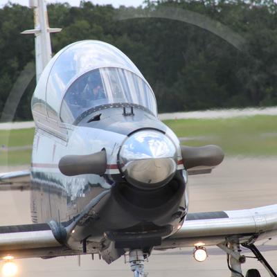 Texan training aircraft prepares to take off.