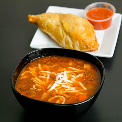 Empanada and soup.