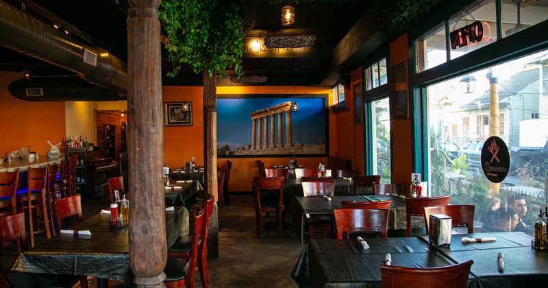 Interior, dining space by the window pane