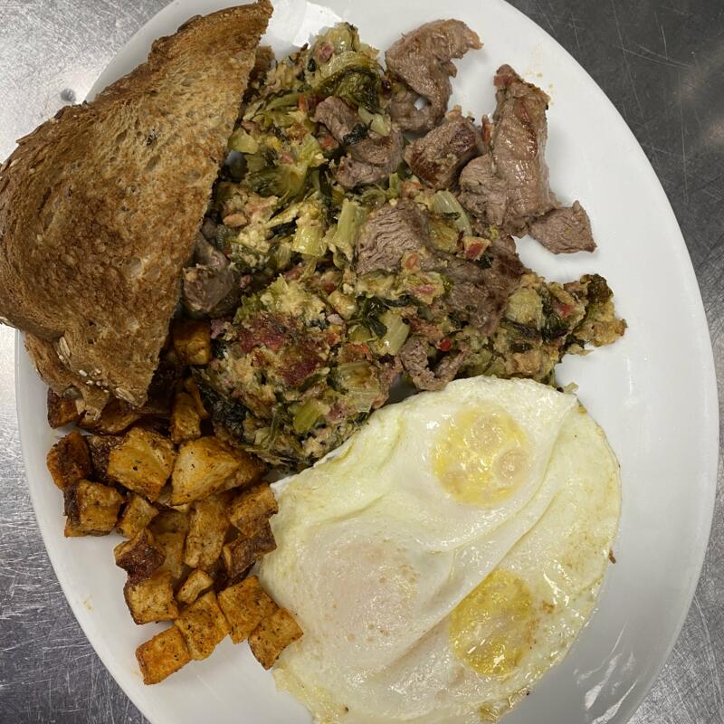 Steak, Eggs, and Greens photo