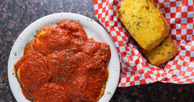 Cheese Ravioli with Marinara dish served