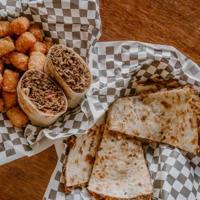Steak wraps and quesadillas.