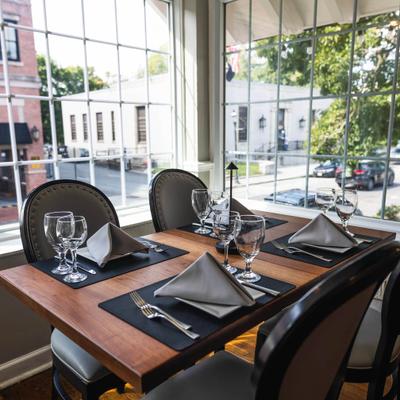 Interior, table ready for guests.