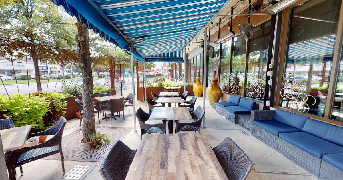 Exterior, seating area in front of the restaurant