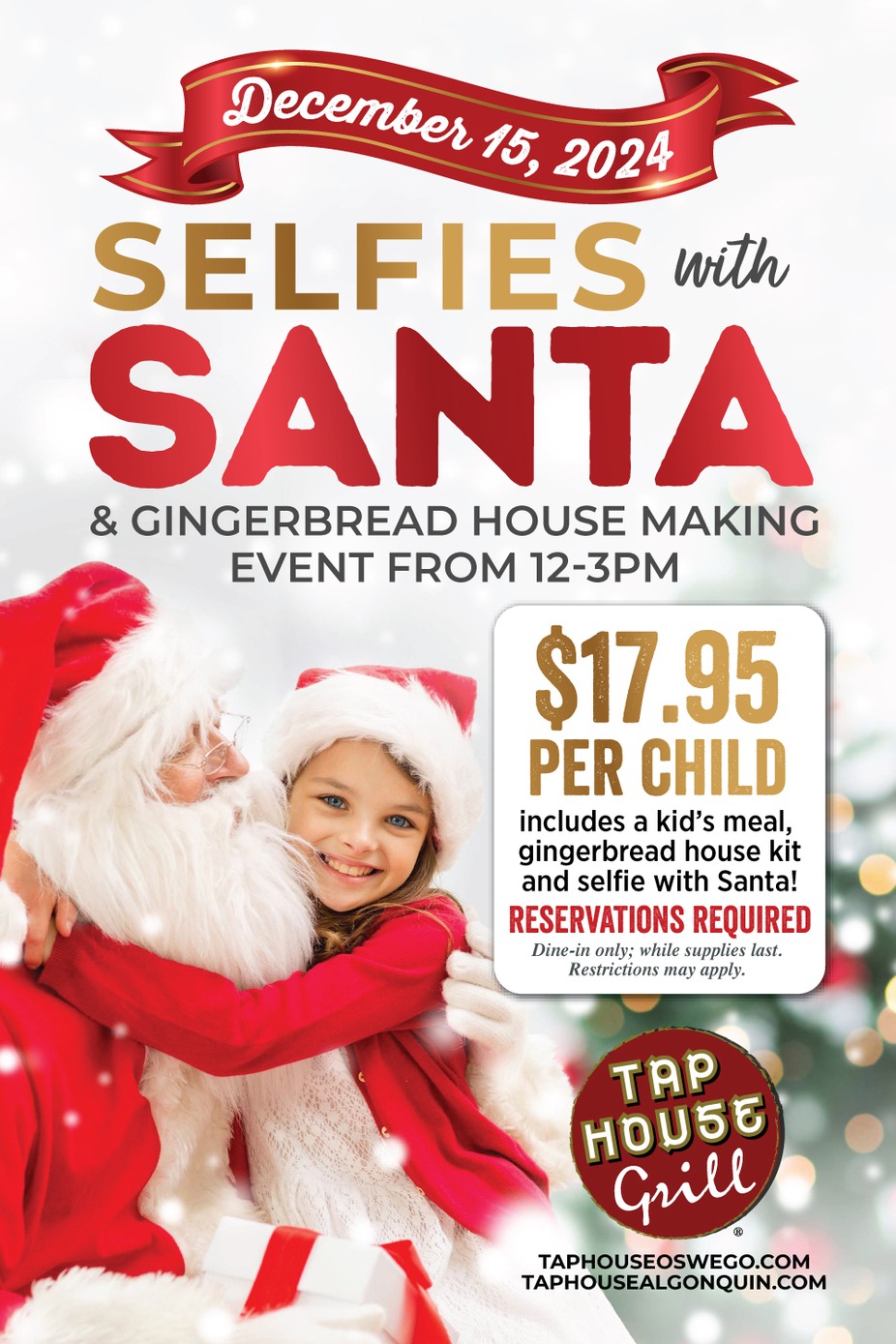 Selfies With Santa & Gingerbread House Event at Tap House Grill Oswego! event photo