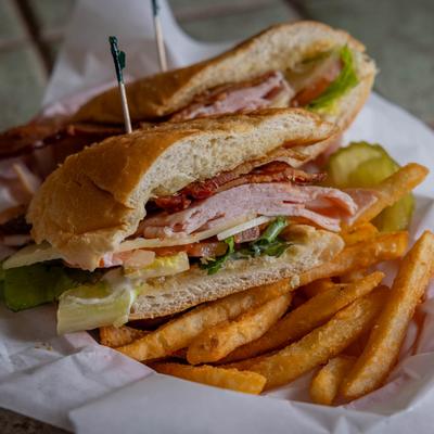 Turkey Bacon Sandwich close up.