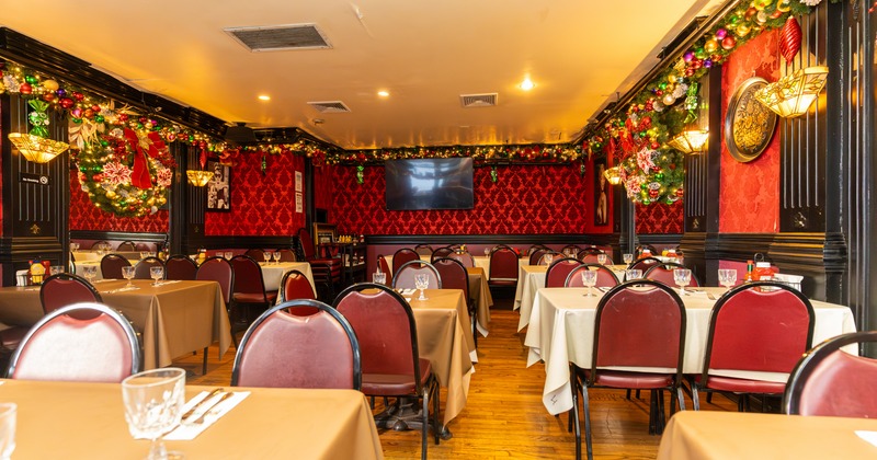 Interior, diner room, tables and chairs