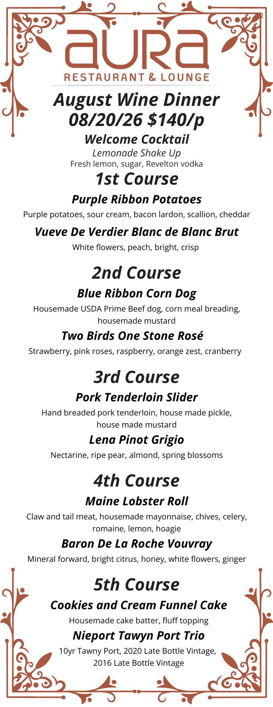 August Wine Dinner event photo