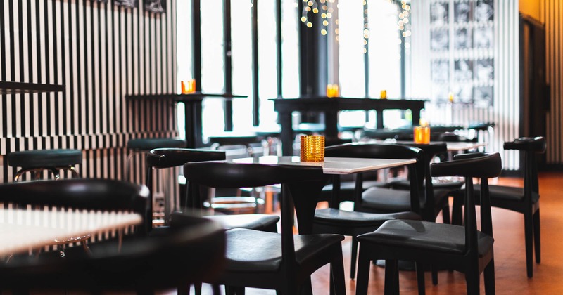 Interior, tables and chairs