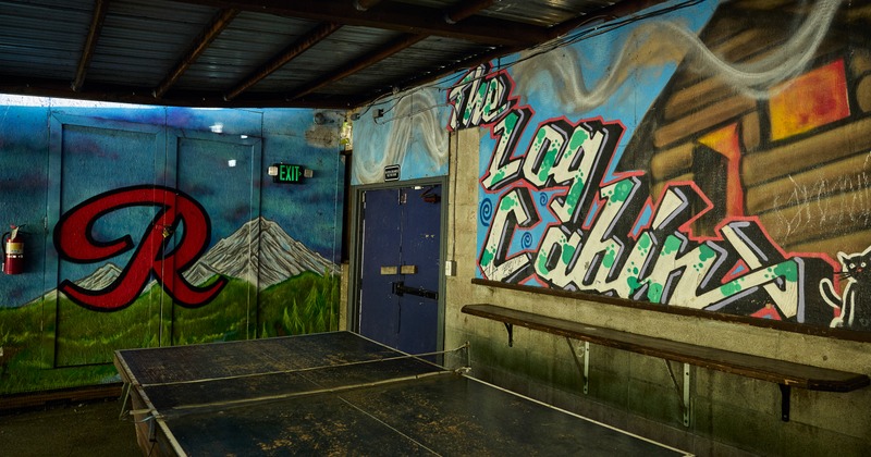 Interior, Table Tennis table, ping pong, sign on the wall