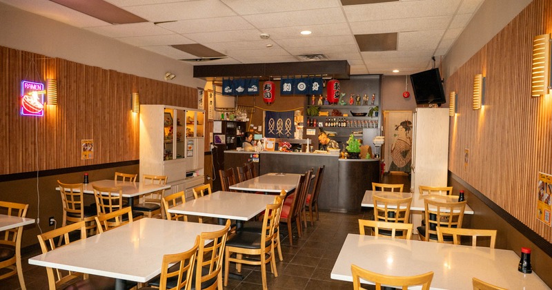 Interior, wide view, dining area