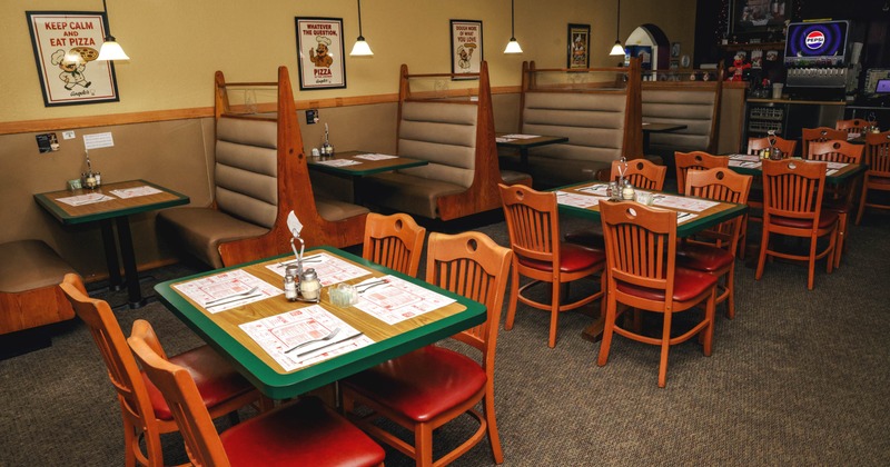 Dining area, tables ready for guests