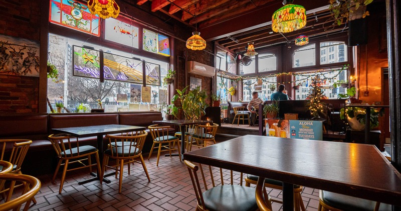 Interior, tables and chairs ready for guests