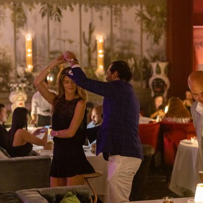 A couple dancing.