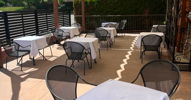 Exterior, terrace, gardenm tables and chairs, shadows