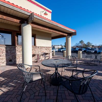 Exterior, terrace, table chairs.