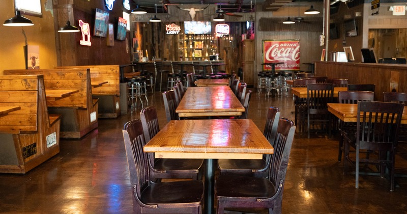 Interior, tables ready for guests