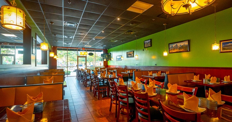 Interior, chairs, tables and restaurant booths