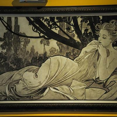 Interior, decoration, a framed drawing