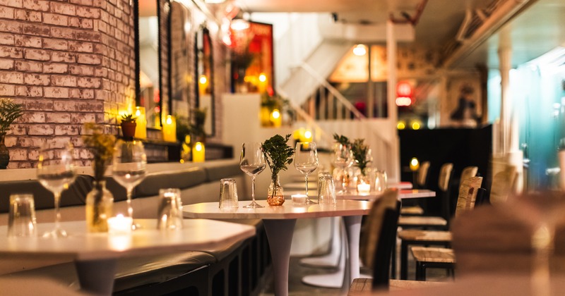 Modern style of interior design with set up tables