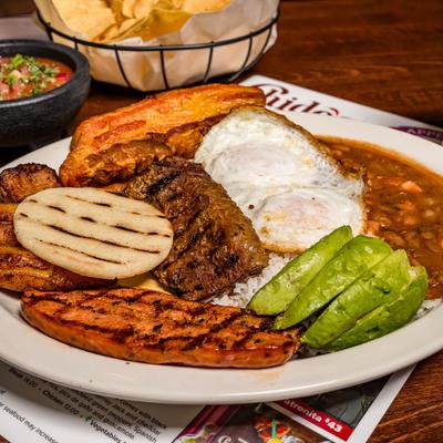 The Colombian bandeja meal.