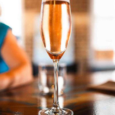 A glass of the Sparkling Rose.