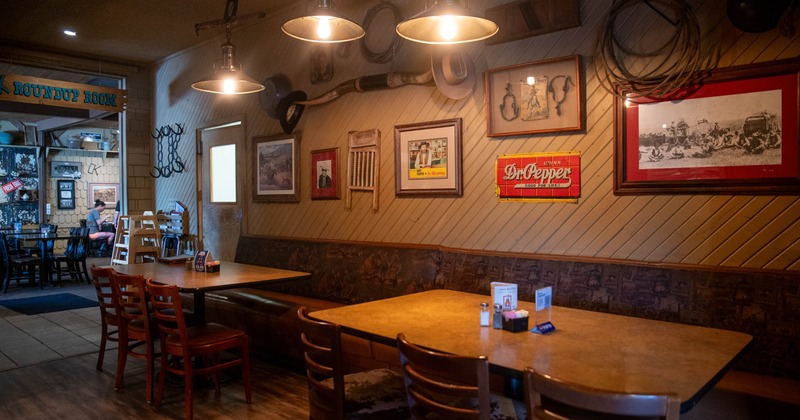 Interior, seating area, pictures on the wall