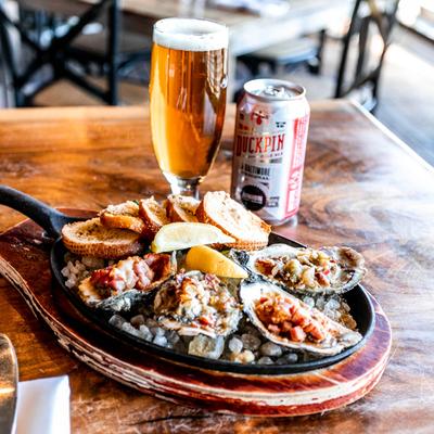 Casino oysters with bread and beer