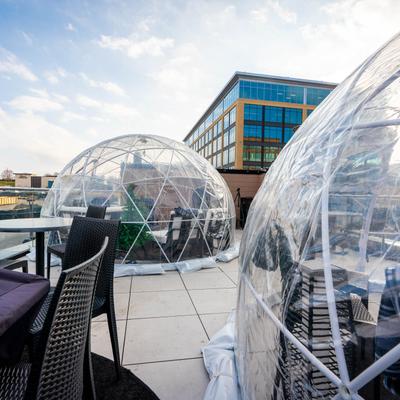 Rooftop seating with igloo domes