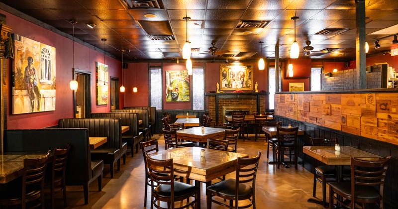 Interior, tables and chairs ready for guests