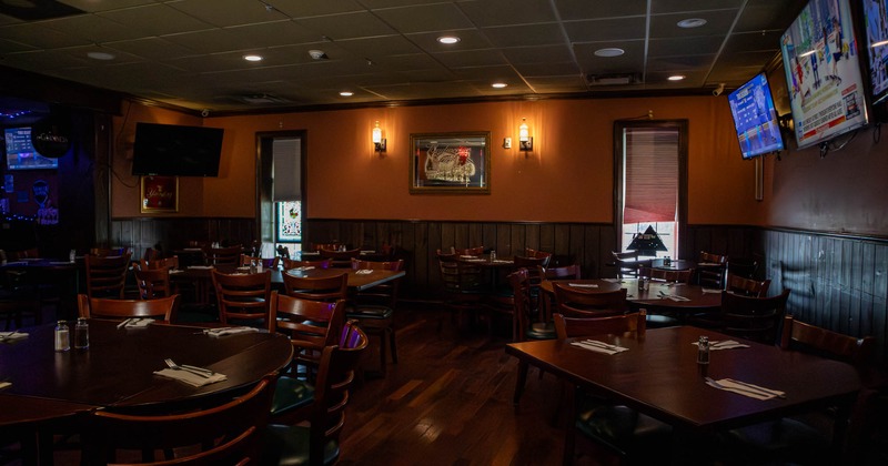 Interior, tables ready for guests
