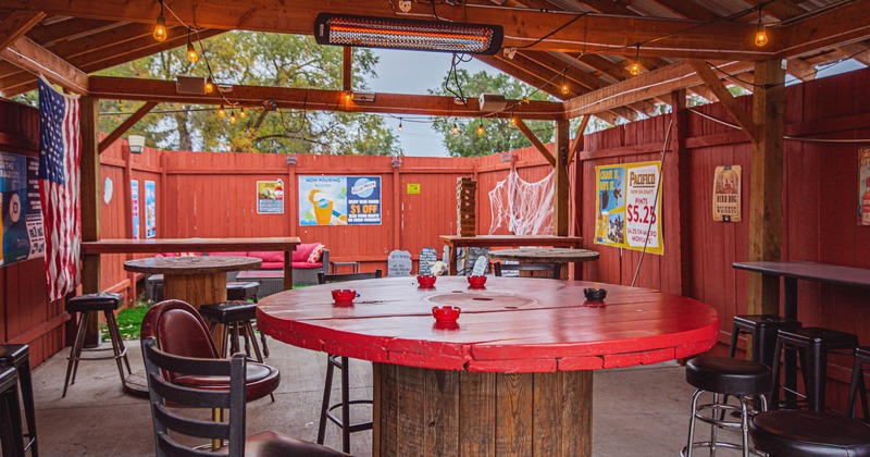 Wide view of outdoor seating area