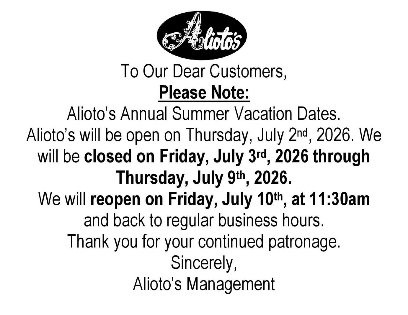 Holiday Hours